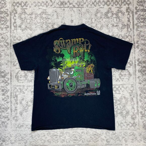 Big Rig T Shirt Swamp Rat Wrecker Service Mens Trucker Shirt Size Medium - Picture 1 of 4